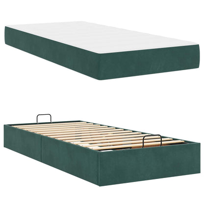 Struttura letto con materasso con materasso 2 pcs Verde Velluto