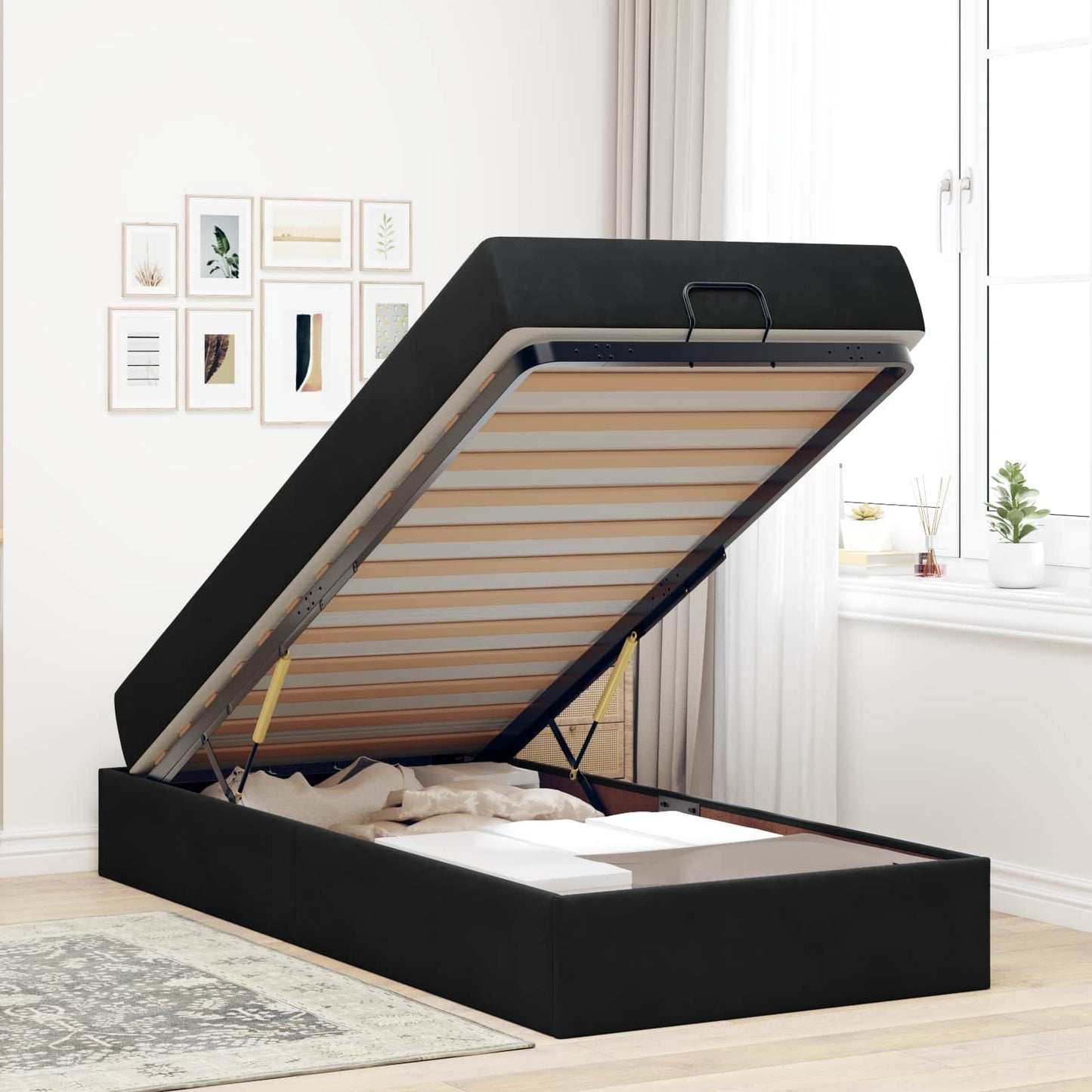 Struttura letto con materasso 2 pcs Nero Velluto