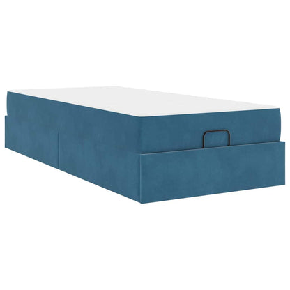 Struttura del letto con materasso Blu 90 x 200 cm Velluto