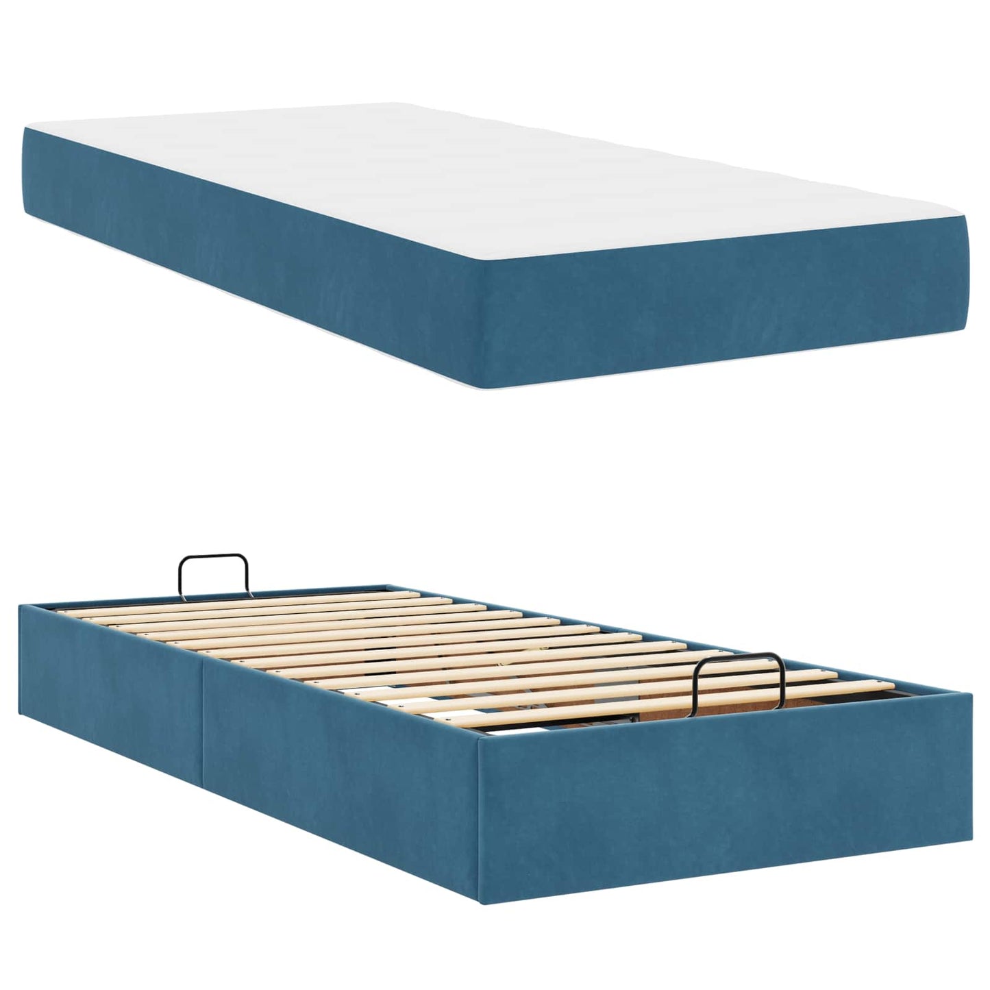 Struttura letto con materasso con materasso 2 pcs Blu Velluto