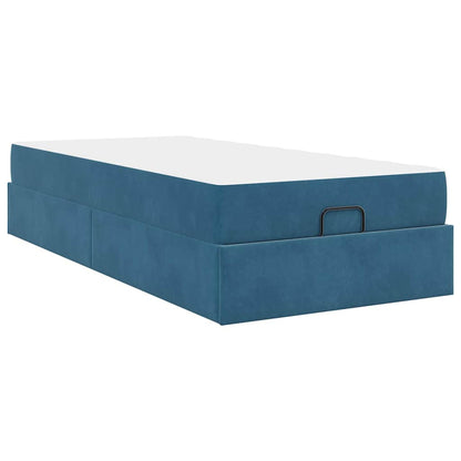 Struttura del letto con materasso Blu 90 x 200 cm Velluto
