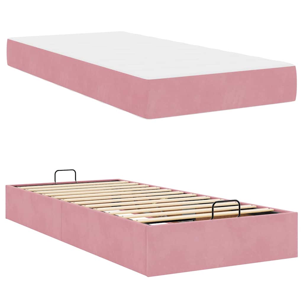 Struttura del letto con materasso Rosa 90 x 200 cm Velluto - homemem39