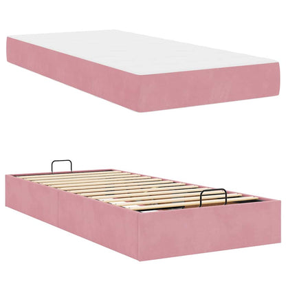 Struttura del letto con materasso Rosa 90 x 200 cm Velluto - homemem39