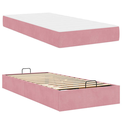 Struttura letto con materasso con materasso 2 pcs Rosa Velluto