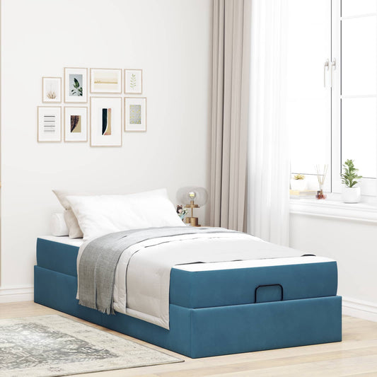 Struttura letto con materasso 2 pcs Blu Velluto