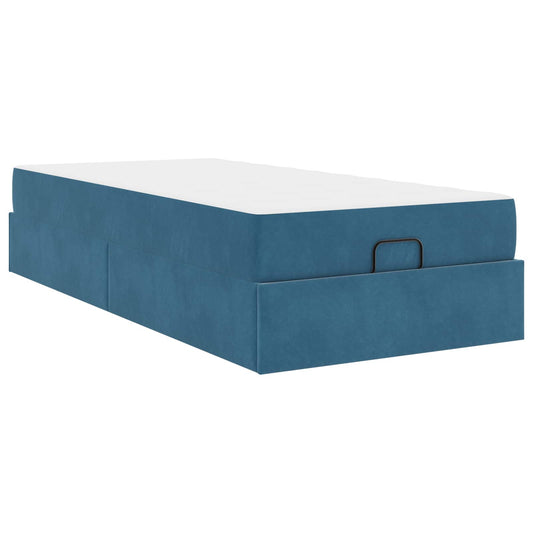 Struttura letto con materasso con materasso 2 pcs Blu Velluto