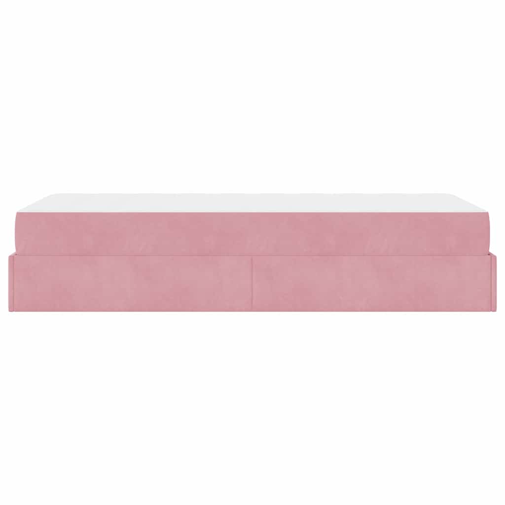 Struttura del letto con materasso Rosa 100 x 200 cm Velluto - homemem39