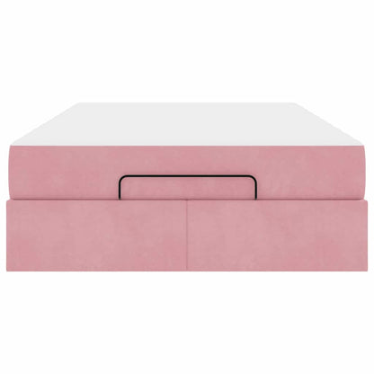 Struttura del letto con materasso Rosa 120 x 190 cm Velluto