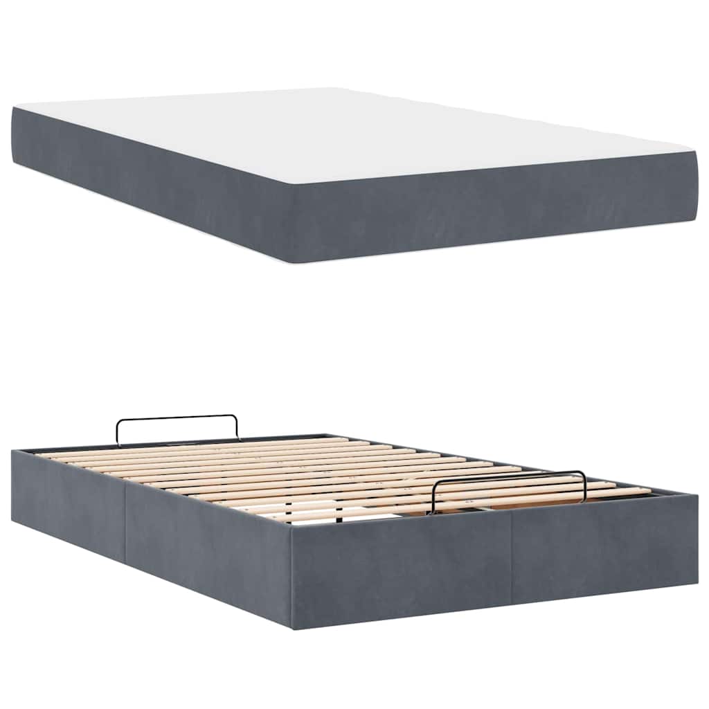 Struttura del letto Grigio scuro 120 x 200 cm Velluto