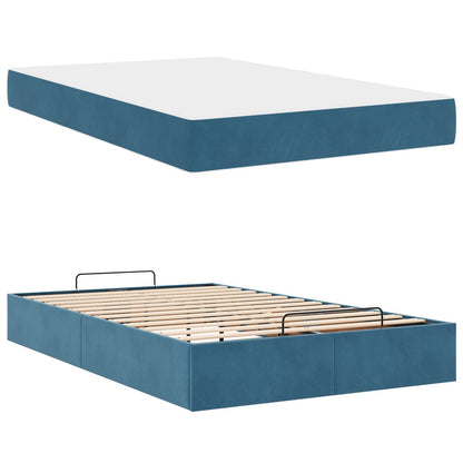 Struttura letto con materasso con materasso 2 pcs Blu Velluto
