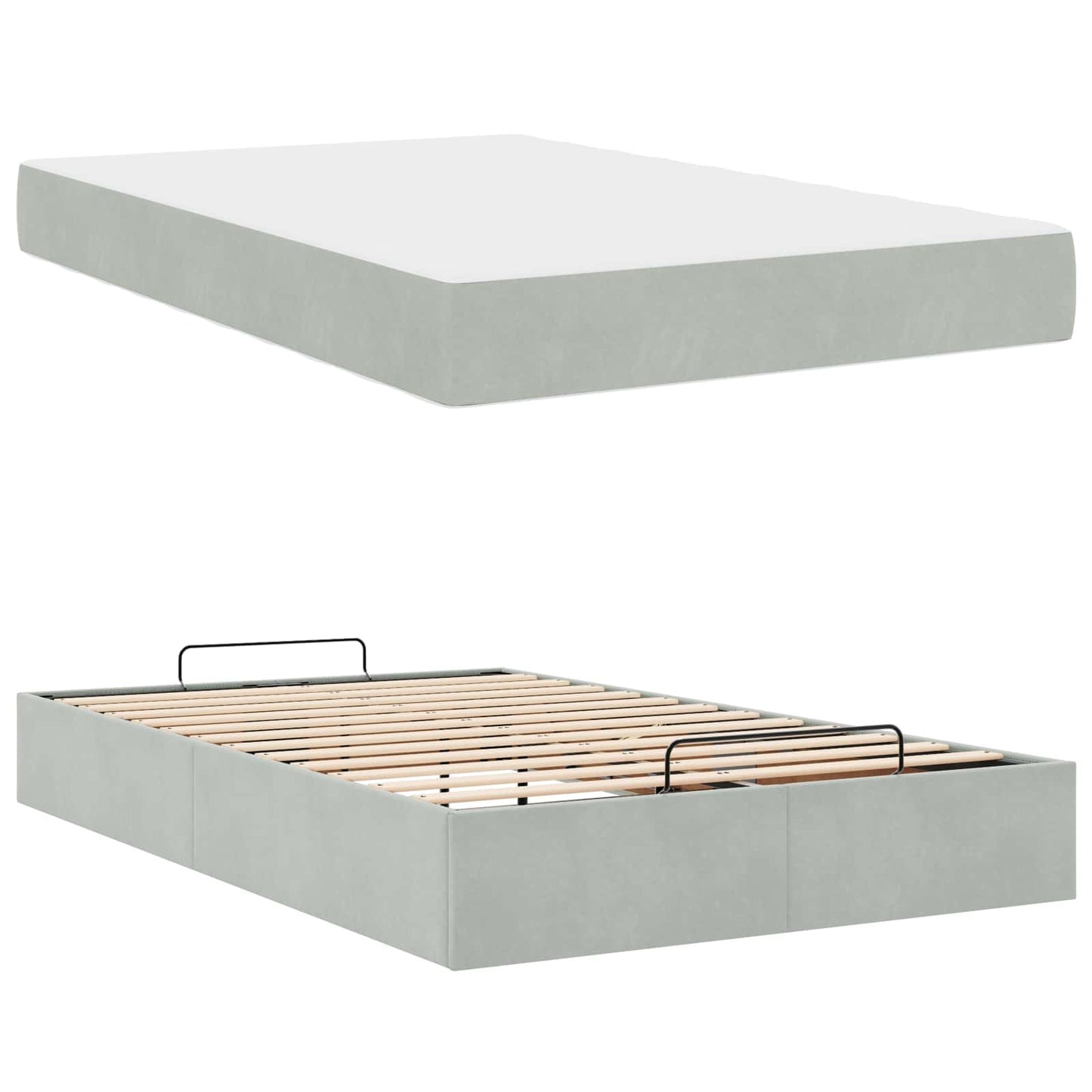 Struttura letto con materasso 2 pcs Grigio chiaro Velluto | homemem39
