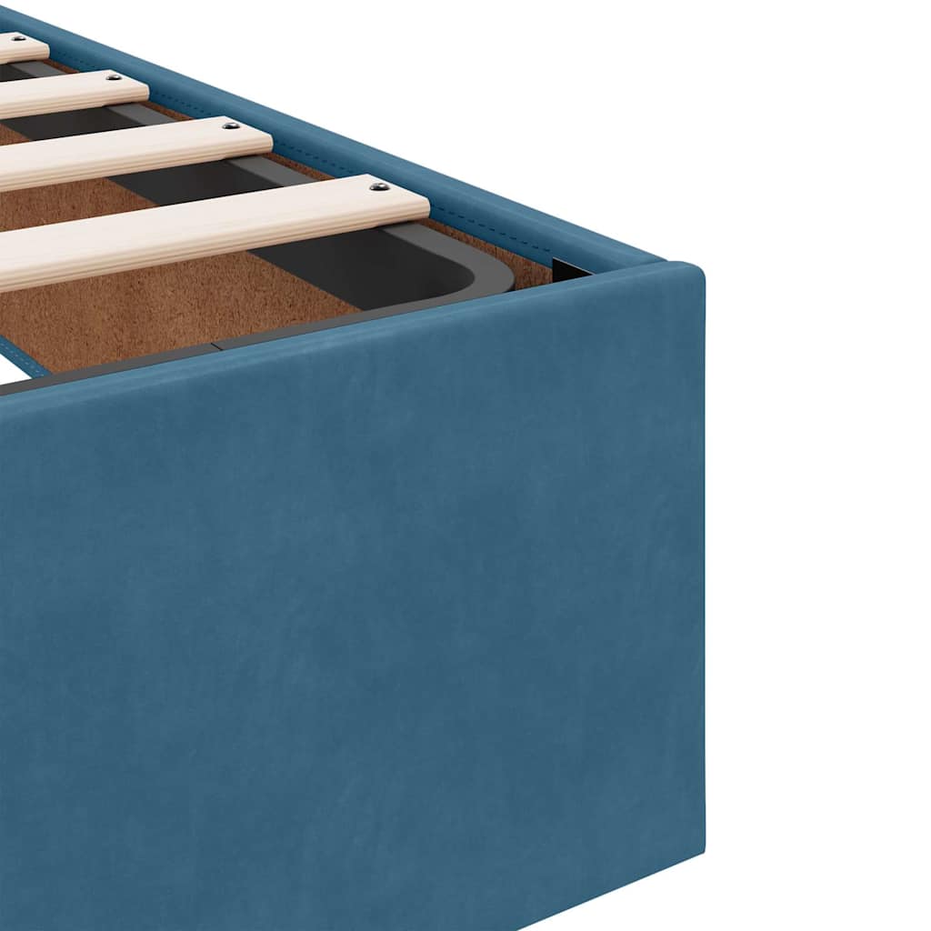 Struttura del letto con materasso Blu 140 x 190 cm Velluto