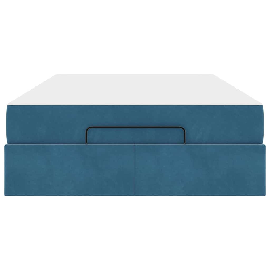 Struttura del letto con materasso Blu 140 x 190 cm Velluto