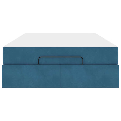 Struttura del letto con materasso Blu 140 x 190 cm Velluto