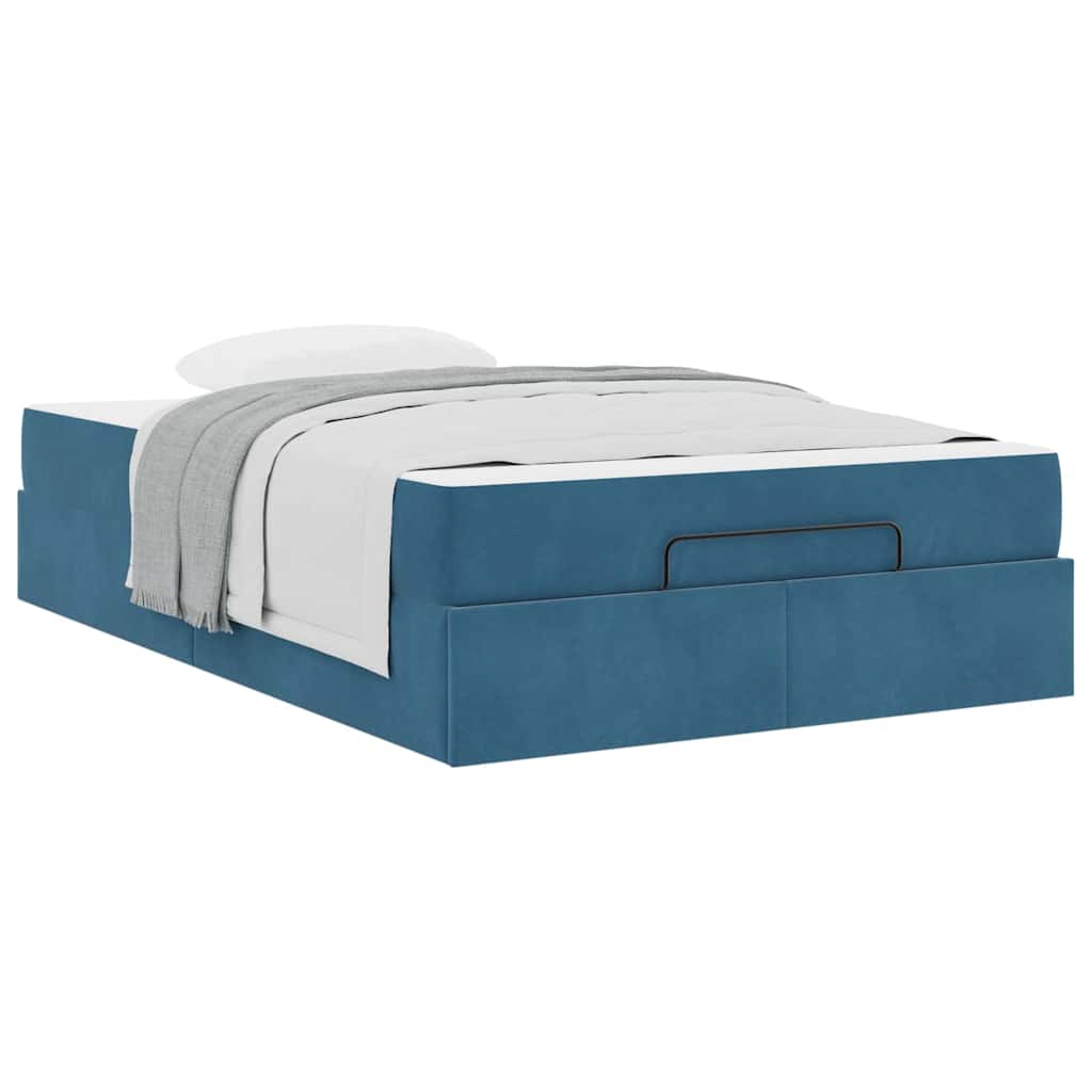 Struttura del letto con materasso Blu 140 x 190 cm Velluto