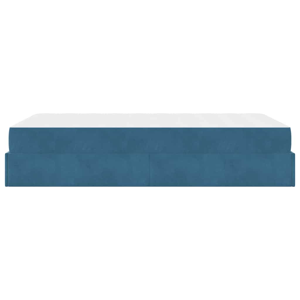 Struttura del letto con materasso Blu 140 x 190 cm Velluto