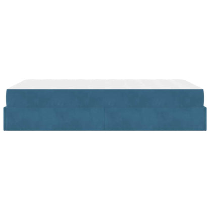Struttura del letto con materasso Blu 140 x 190 cm Velluto