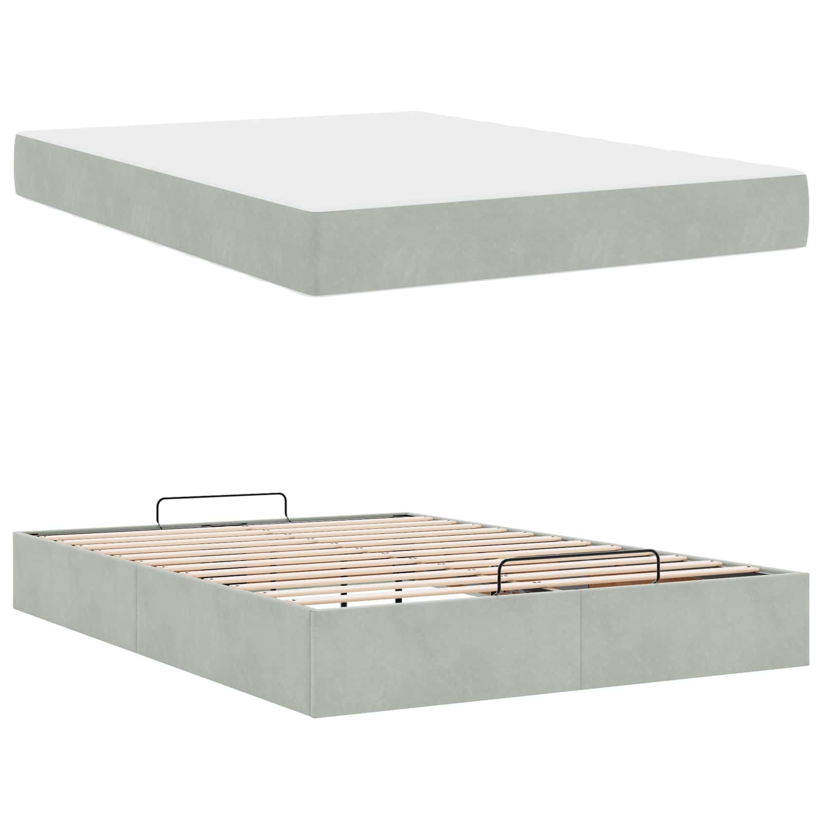 Struttura letto con materasso 2 pcs Grigio chiaro Velluto | homemem39