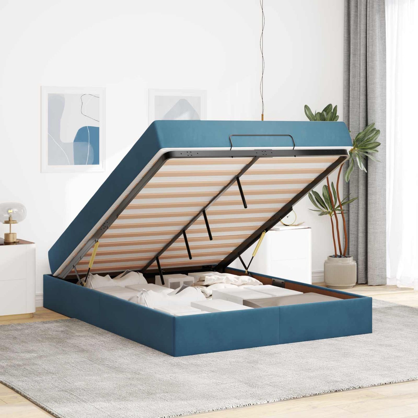 Struttura letto con materasso 2 pcs Blu Velluto | homemem39