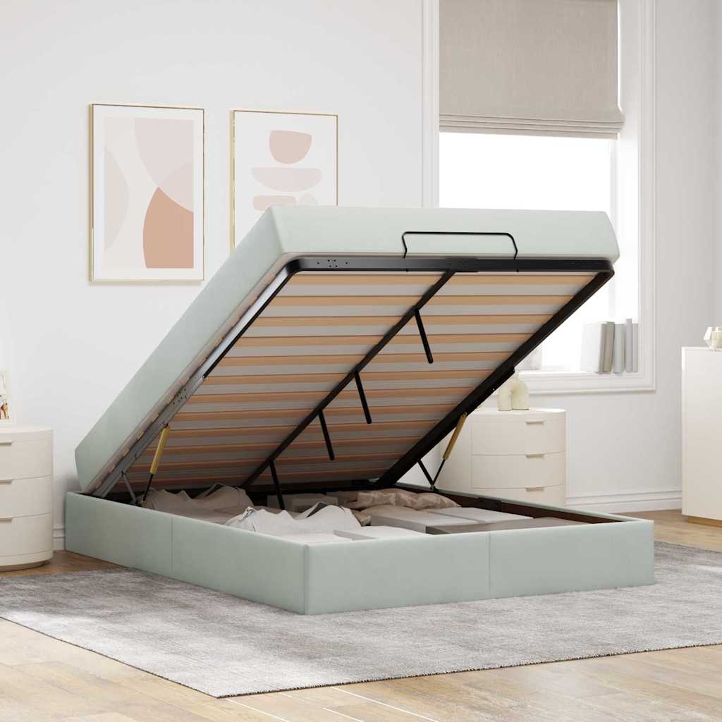 Struttura del letto Grigio chiaro 160 x 200 cm Velluto - homemem39