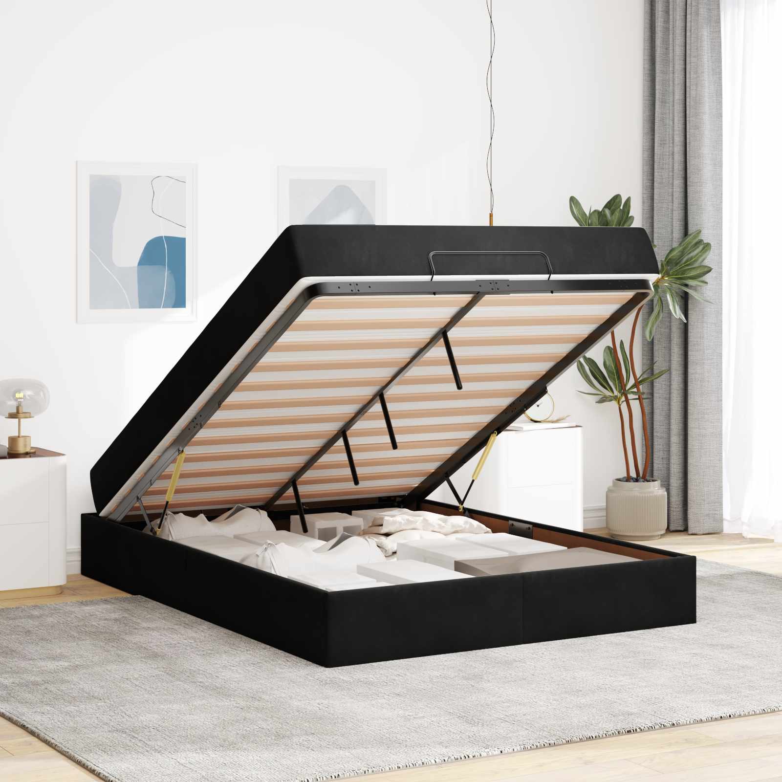 Struttura letto con materasso 2 pcs Nero Velluto | homemem39