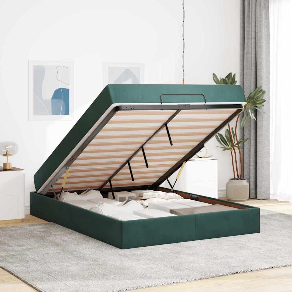 Struttura del letto Verde scuro 160 x 200 cm Velluto