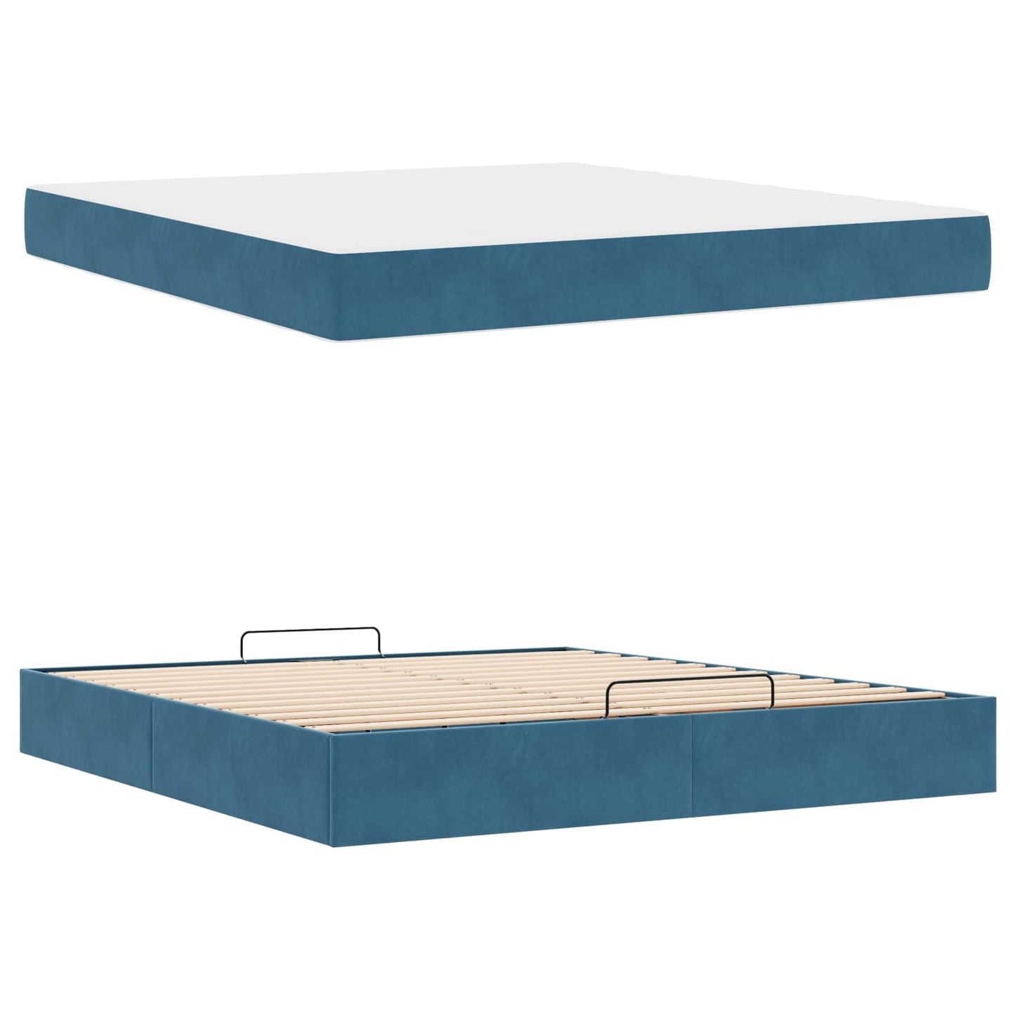 Struttura letto con materasso con materasso 2 pcs Blu Velluto