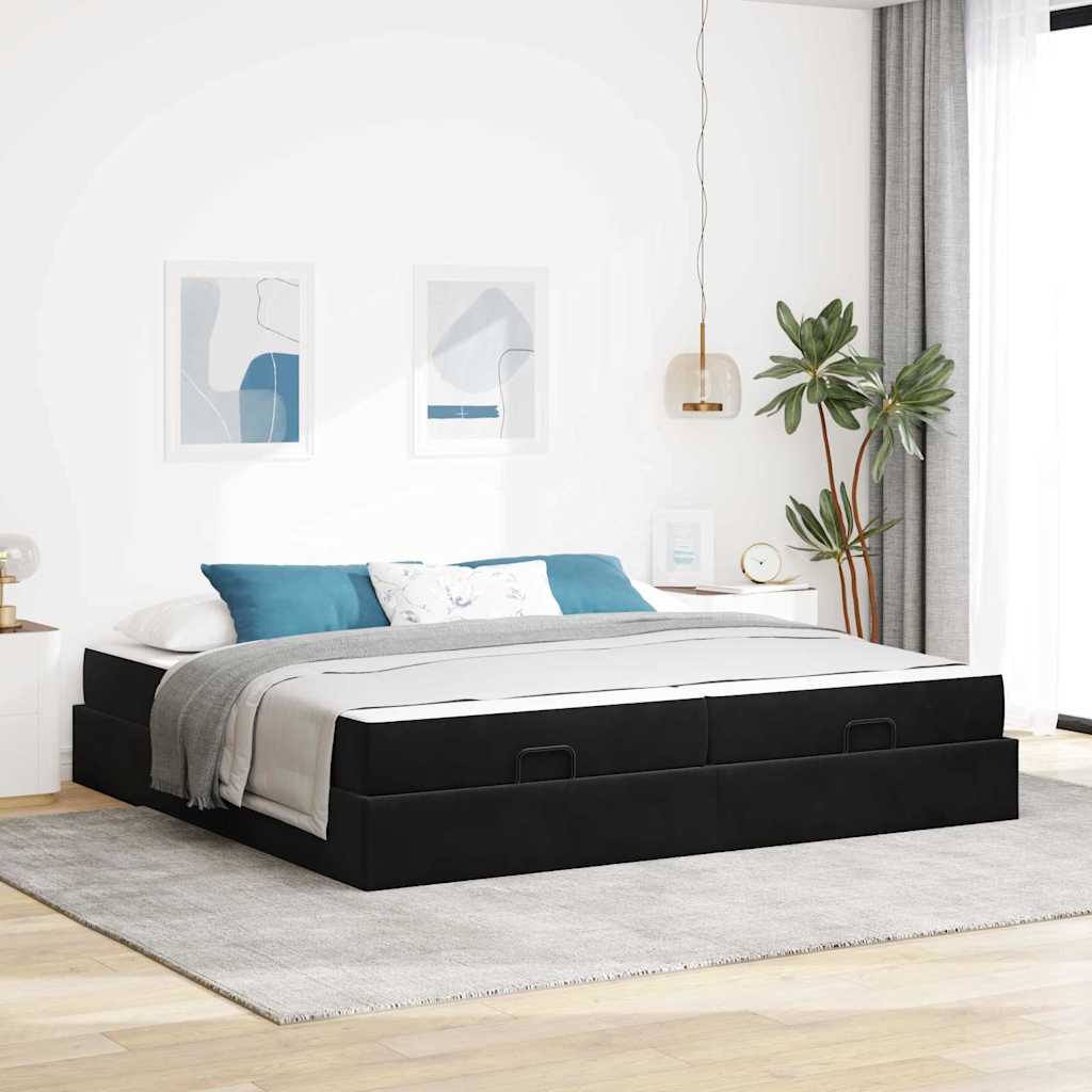 Struttura letto con materasso con materasso 2 pcs Nero Velluto | homemem39