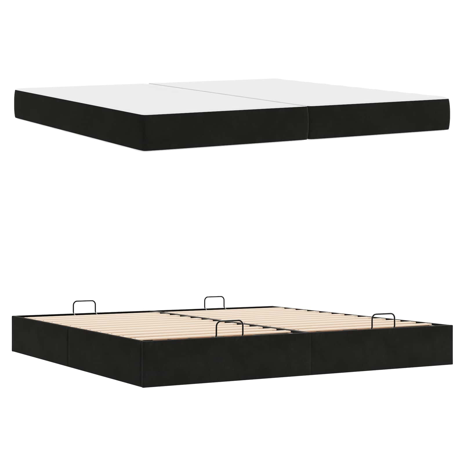 Struttura letto con materasso con materasso 2 pcs Nero Velluto | homemem39