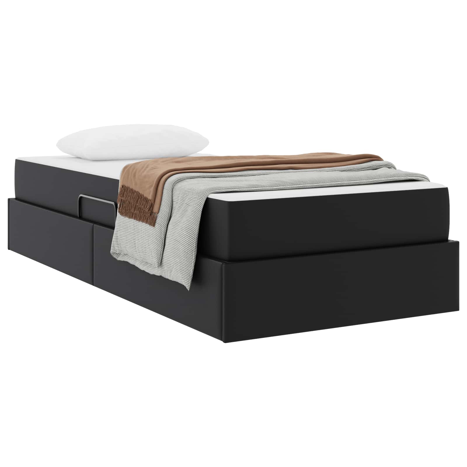 Letto con contenitore e materasso 2 pcs Nero Pelle | homemem39