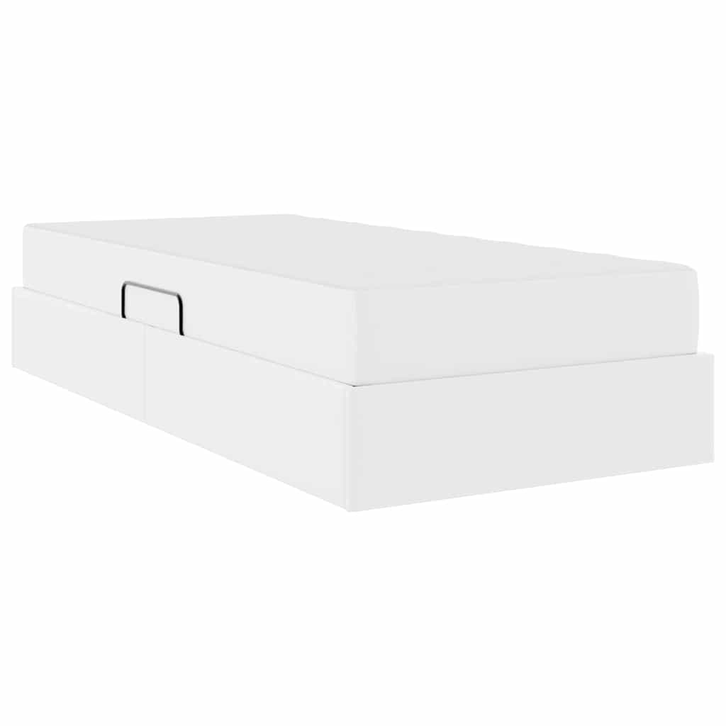 Letto con contenitore e materasso 2 pcs Bianco Pelle | homemem39