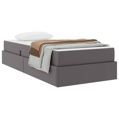 Letto con contenitore e materasso 2 pcs Grigio Pelle | homemem39