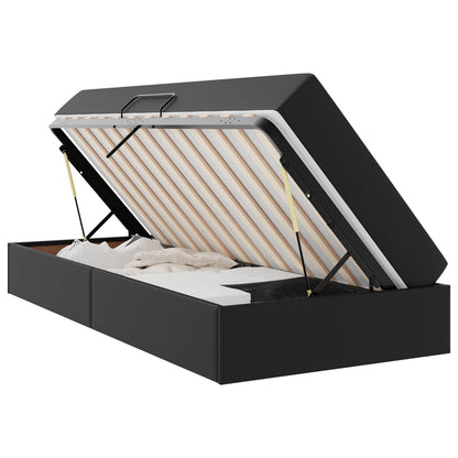 Letto con contenitore e materasso 2 pcs Nero Pelle | homemem39