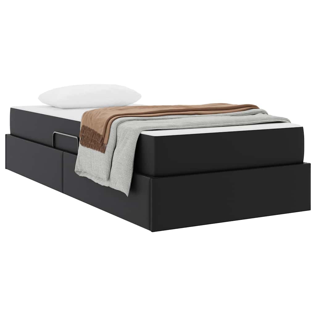 Letto con contenitore e materasso 2 pcs Nero Pelle | homemem39