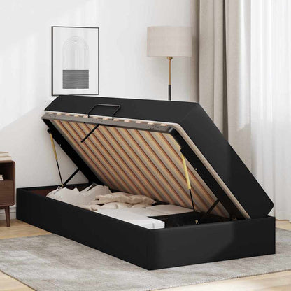 Letto con contenitore e materasso 2 pcs Nero Pelle | homemem39