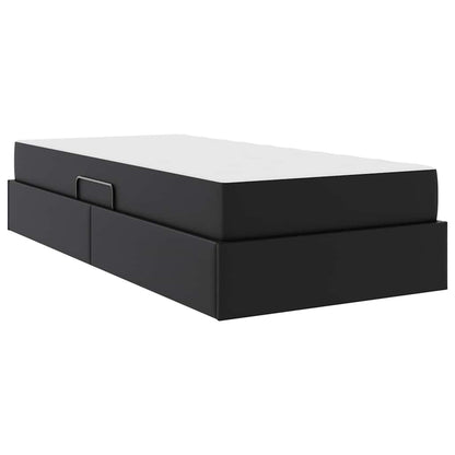 Letto con contenitore e materasso 2 pcs Nero Pelle | homemem39
