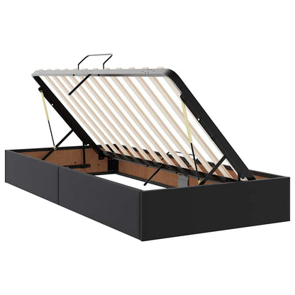 Letto con contenitore e materasso 2 pcs Nero Pelle | homemem39