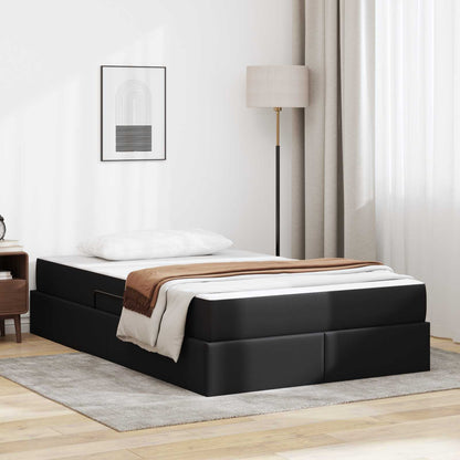 Letto con contenitore e materasso 2 pcs Nero Pelle | homemem39