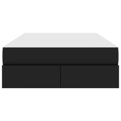 Letto con contenitore e materasso 2 pcs Nero Pelle | homemem39