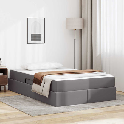 Letto con contenitore e materasso 2 pcs Grigio Pelle | homemem39