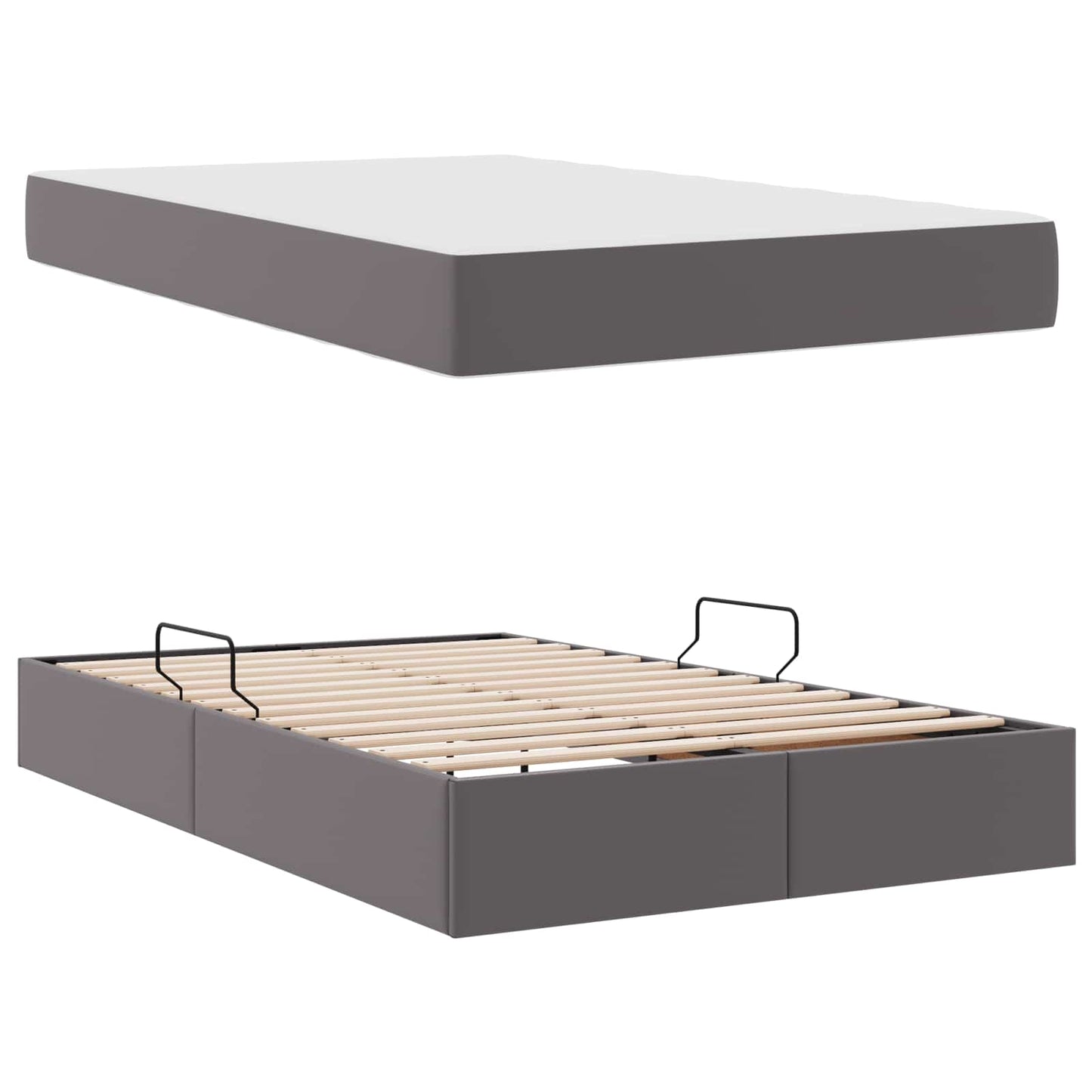 Letto con contenitore e materasso 2 pcs Grigio Pelle | homemem39