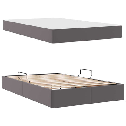 Letto con contenitore e materasso 2 pcs Grigio Pelle | homemem39