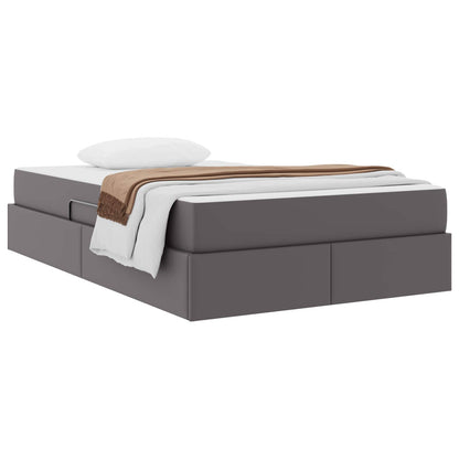 Letto con contenitore e materasso 2 pcs Grigio Pelle | homemem39