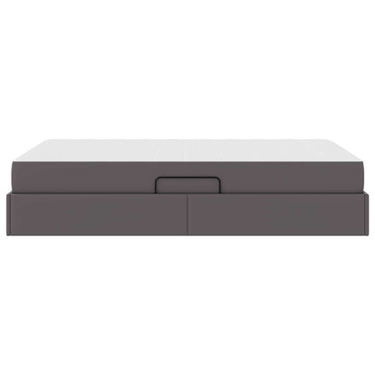 Letto con contenitore e materasso 2 pcs Grigio Pelle | homemem39