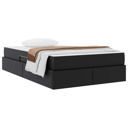 Letto con contenitore e materasso 2 pcs Nero Pelle | homemem39