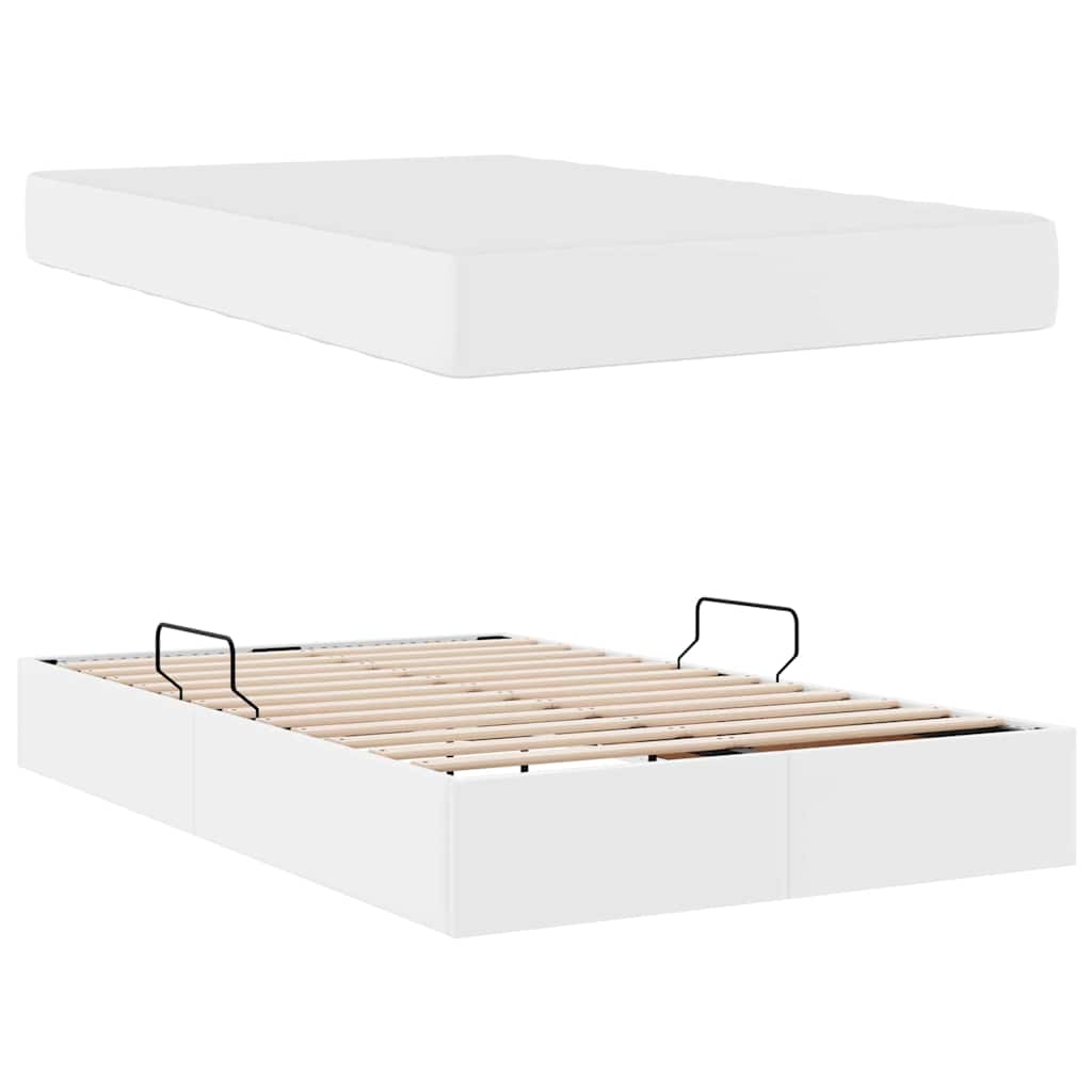 Letto con contenitore e materasso 2 pcs Bianco Pelle | homemem39