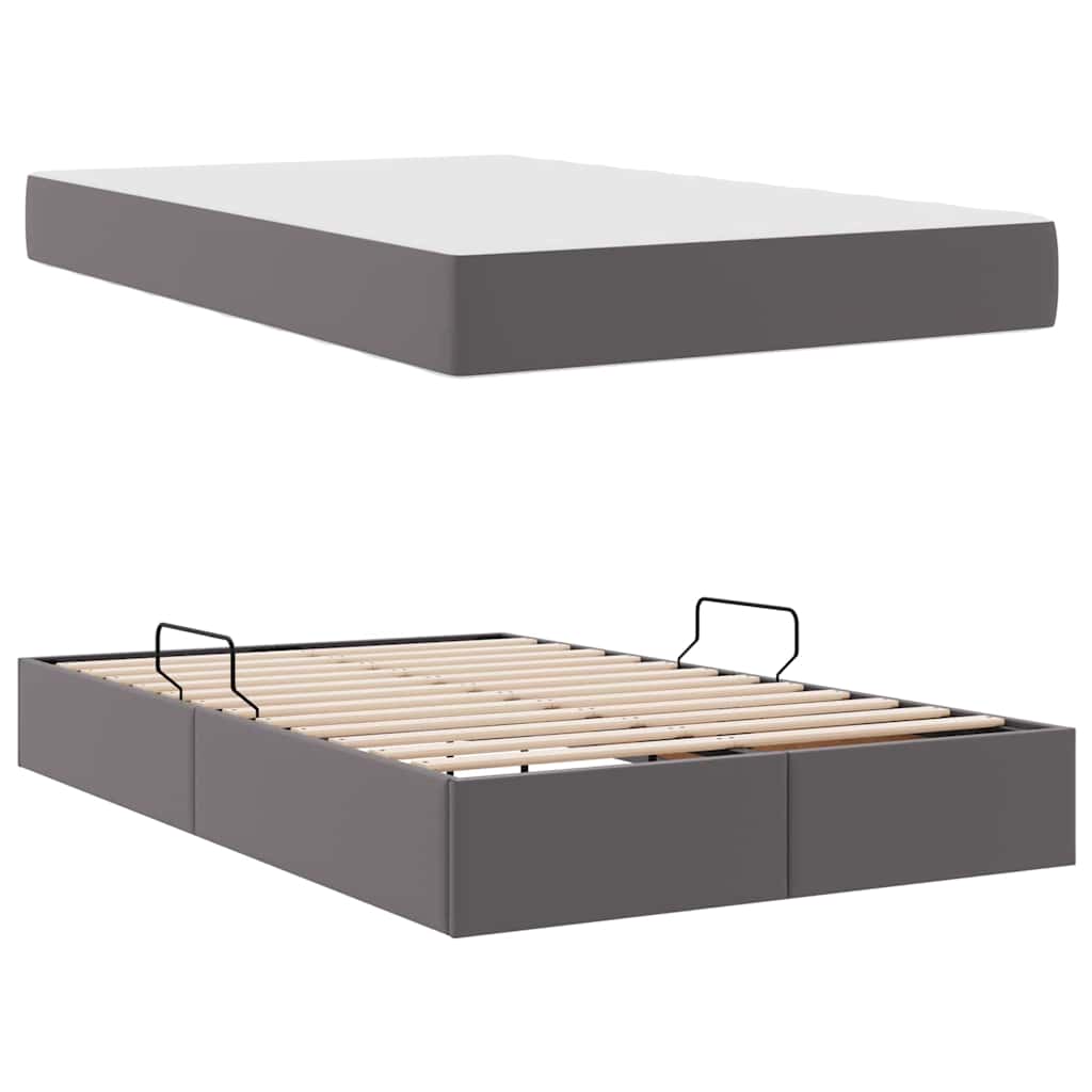 Letto con contenitore e materasso 2 pcs Grigio Pelle | homemem39