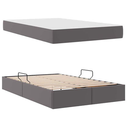 Letto con contenitore e materasso 2 pcs Grigio Pelle | homemem39