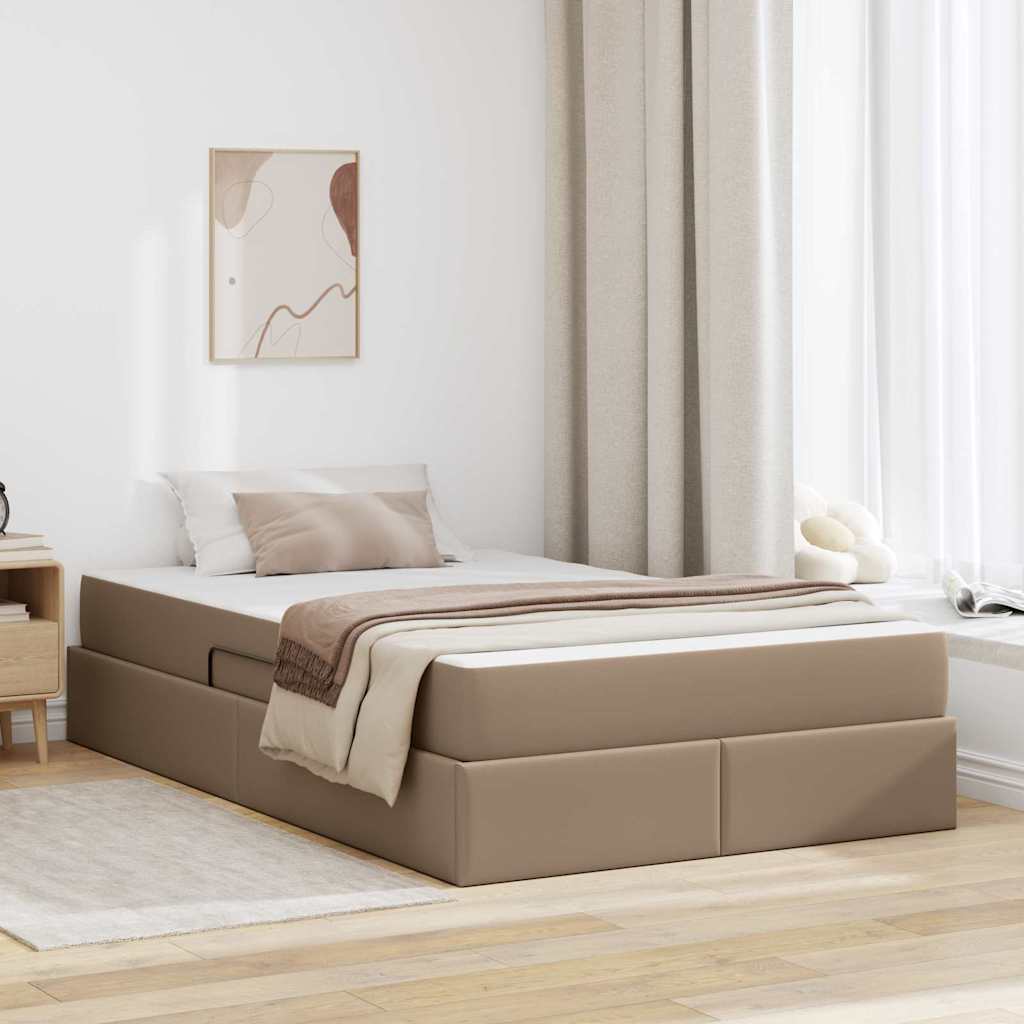 Letto con contenitore e materasso 2 pcs Cappuccino Pelle | homemem39