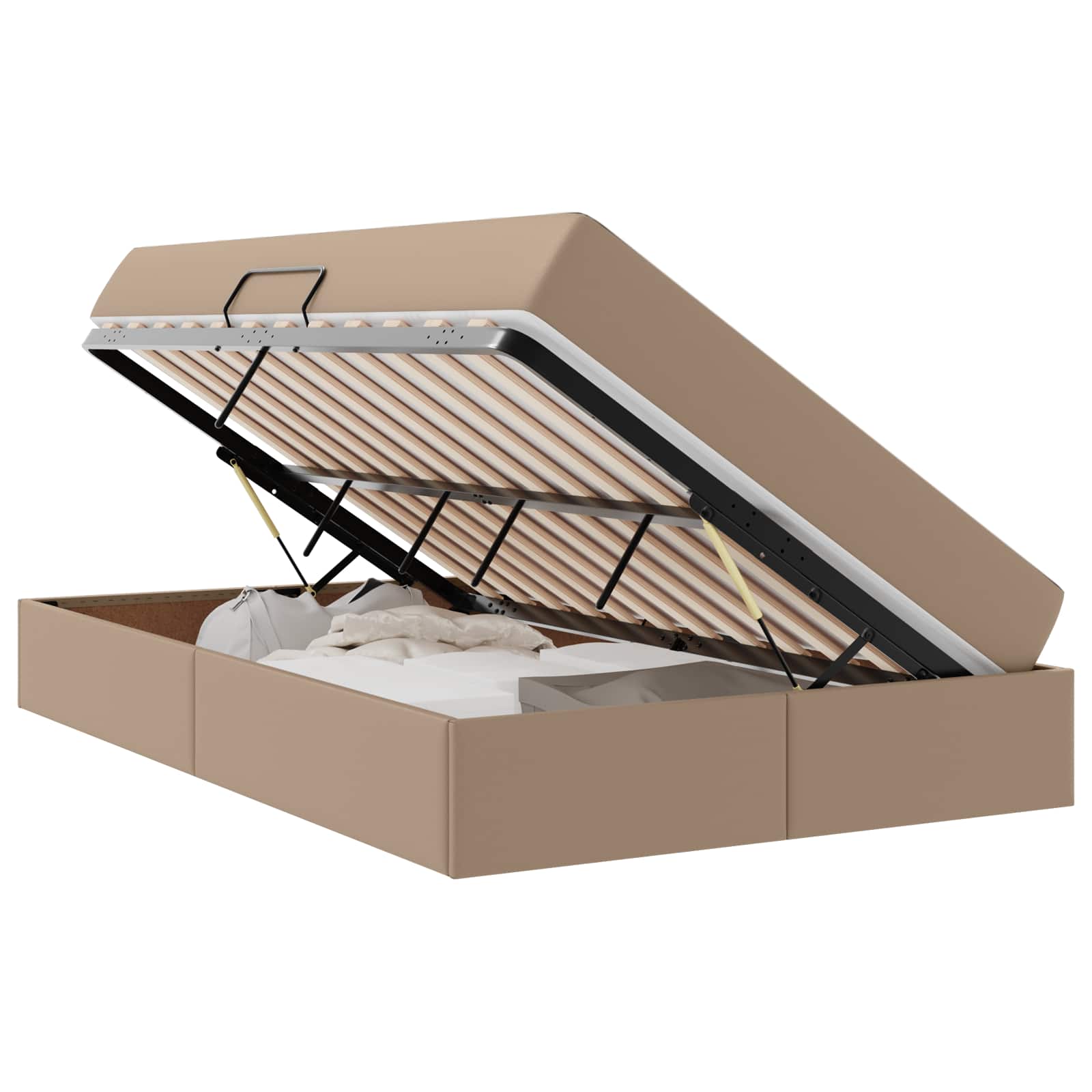 Letto con contenitore e materasso 2 pcs Cappuccino Pelle | homemem39